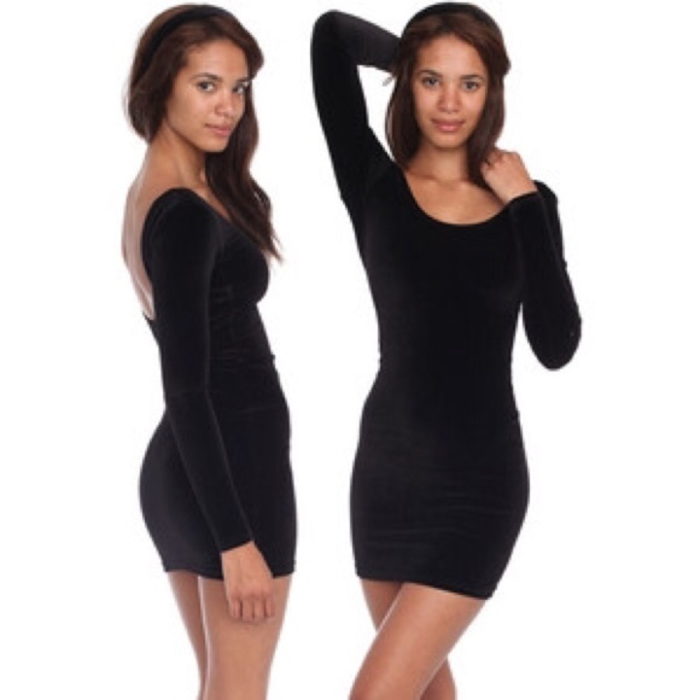 American apparel velvet black mini dress xs
